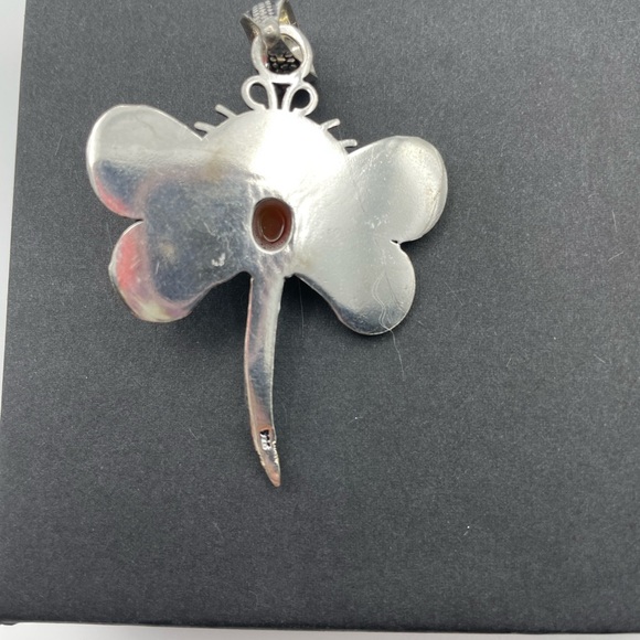 Silver butterfly pendant red onyx, gemstone, handmade, Boho style fashion - Picture 2 of 3